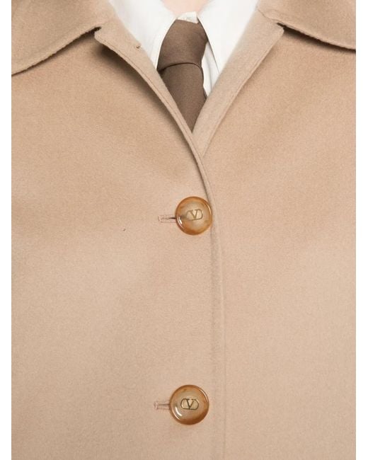 Valentino Garavani Natural Logo-Embellished Patch-Pocket Coat