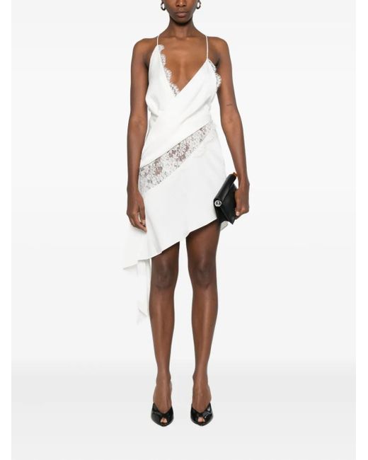 Alex Perry Lace Asymmetric Mini Dress in White | Lyst