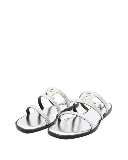 Karl Lagerfeld White Olympia Sandalen mit Strass