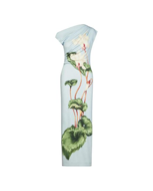 Oscar de la Renta Green Chin Cyclamen Jersey Dress