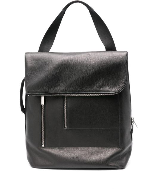 Rick Owens Black Cargo Leather Backpack