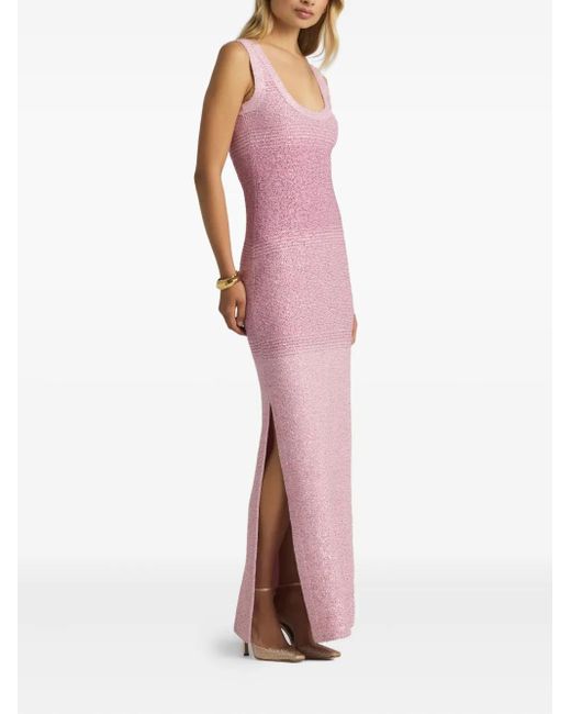 st john pink dress St. John Sequin-Embellished Dress in Pink