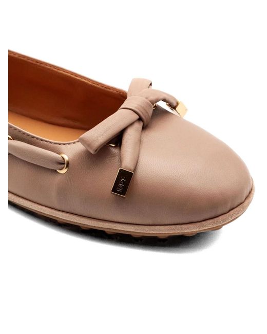 Tod's Brown Bow-Detail Ballet Flats