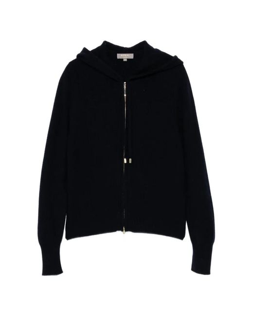 N.Peal Cashmere Black Hoodie Honeycomb À Fermeture Zippée