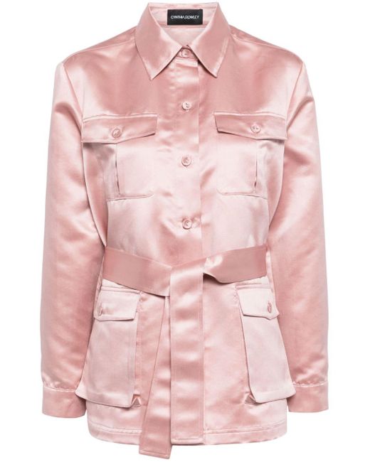 Veste satiné à design plissé Cynthia Rowley en coloris Pink