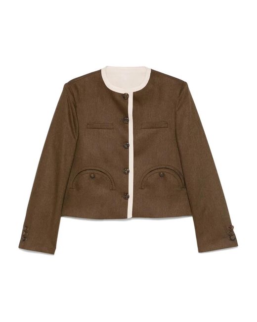 Blazé Milano Brown Contrast-Trim Jacket