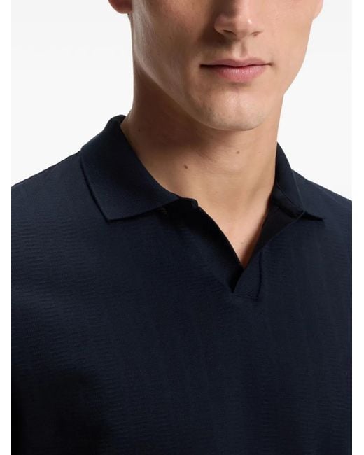 Boss Blue Jacquard-Knit Polo Shirt for men