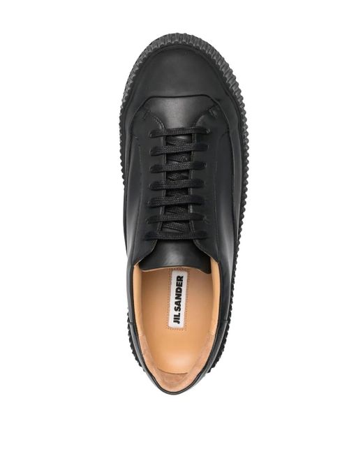 Jil Sander Black Leather Low-Top Sneakers For for men