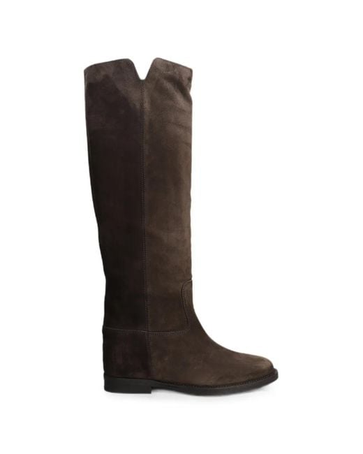 Via Roma 15 Black Internal Wedge-Heel Knee-High Boots