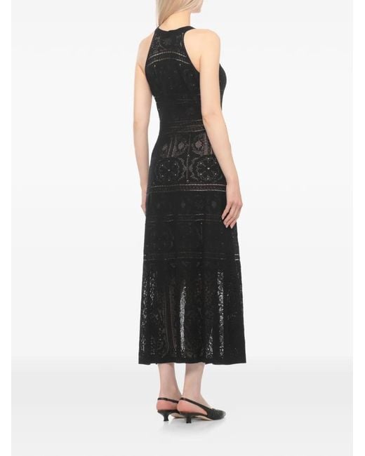 D.exterior Black Robe Sans Manches En Maille Ajourée