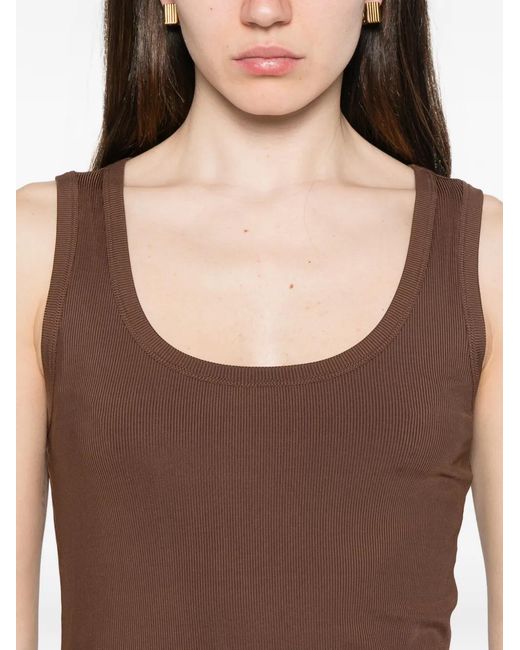 Marella Brown Ribbed Tank Top