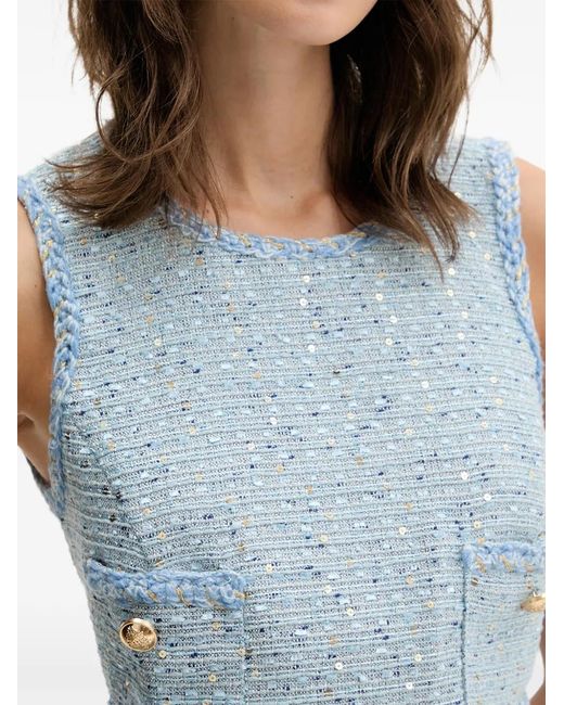 Bardot Blue Elina Buttoned-Pockets Cropped Tank Top