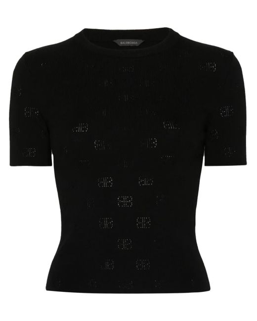 Balenciaga Black Open-Knit Wool Top