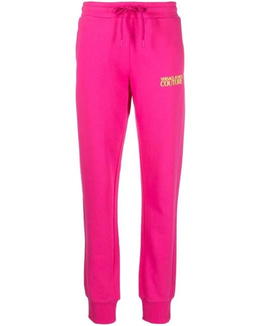 Versace Jeans Couture Pink Logo-Print Cotton Track Pants