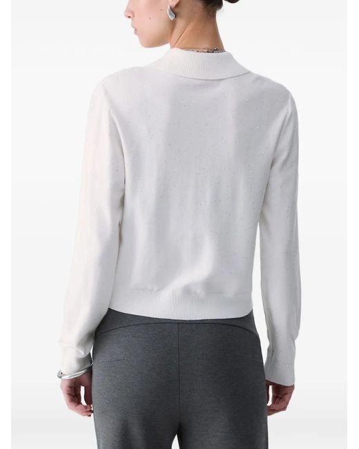 Liu Jo White Cardigan With Micro Sequins