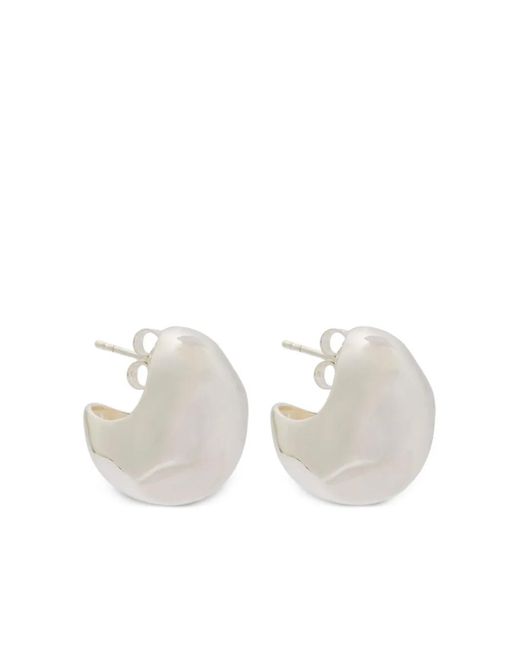 Nina Gordon White Figure Hoop Earrings