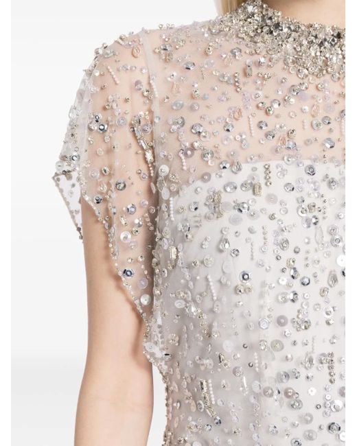 Jenny Packham White Crystal Drop Gown