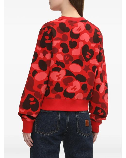 A Bathing Ape Red Heart-Print Sweater
