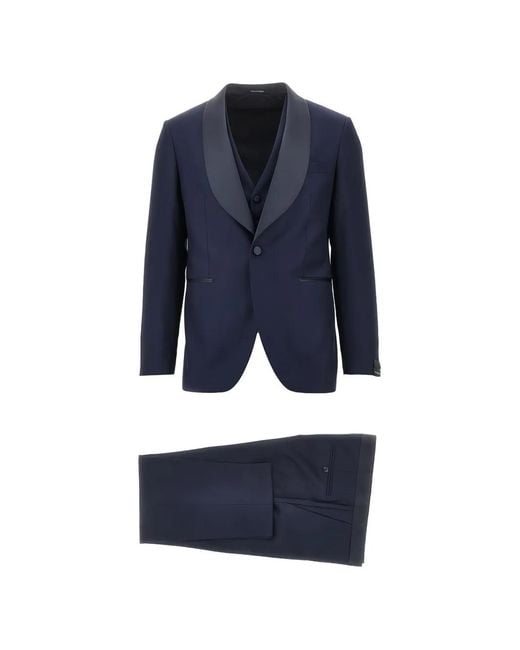Tagliatore Blue Super 110's Shawl-Lapel Three-Piece Wool Suit for men