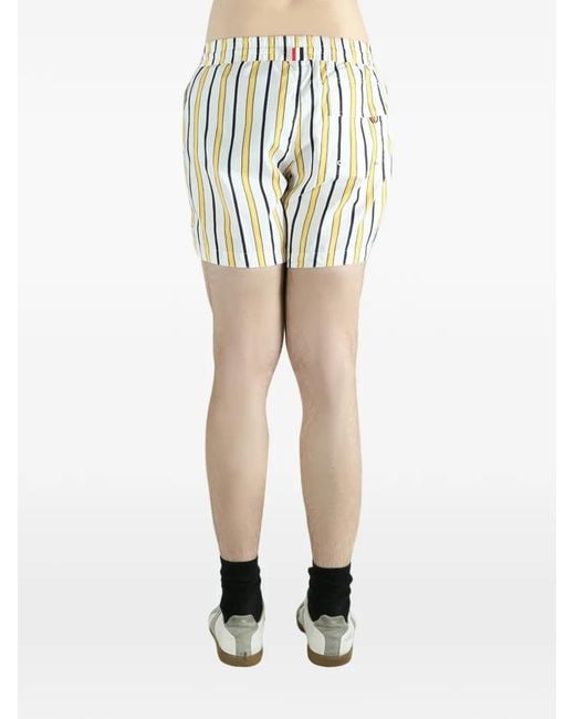 Thom Browne White Repp Stripe Swim Short for men