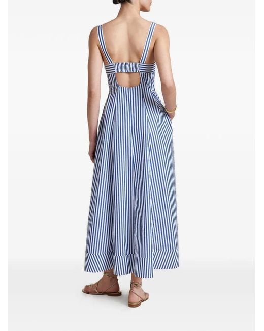 La Ligne Purple Madeline Striped-Pattern Midi Dress