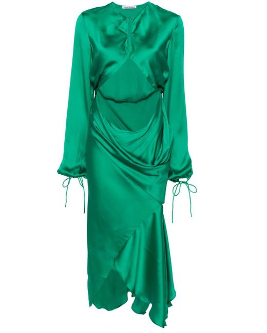 Acne Cut-out Silk Dress in het Green