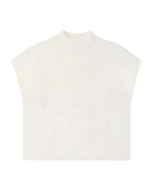 CFCL White Ribbed Mock-Neck Vest