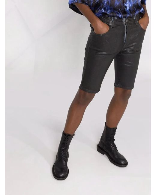 DIESEL Gray Wax-Coated Five-Pocket Shorts