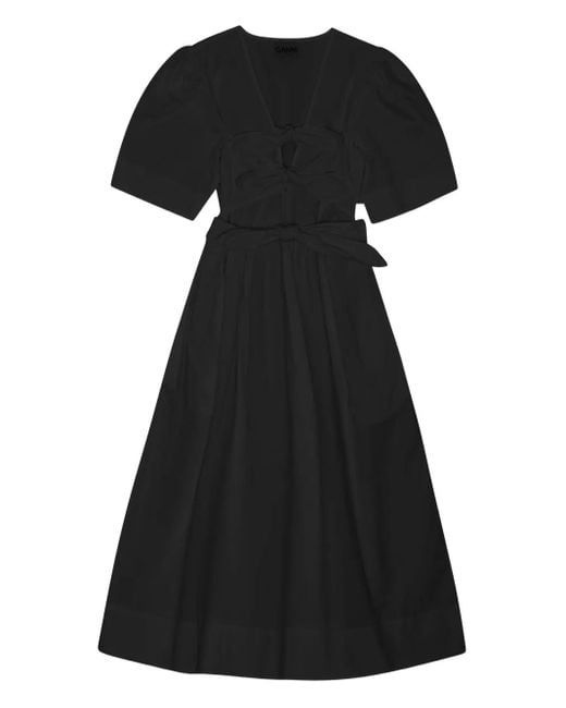 Ganni Black Strech Tie Strap Midi Dress