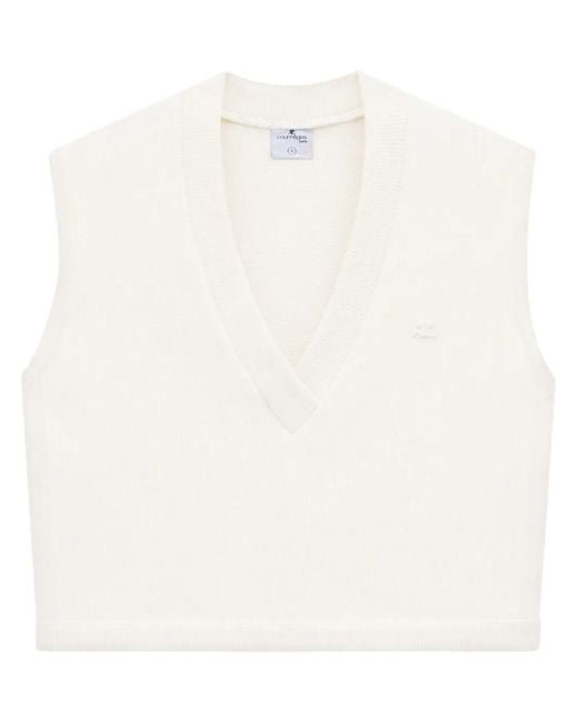 Courreges White Varsity Logo-Appliqué Vest