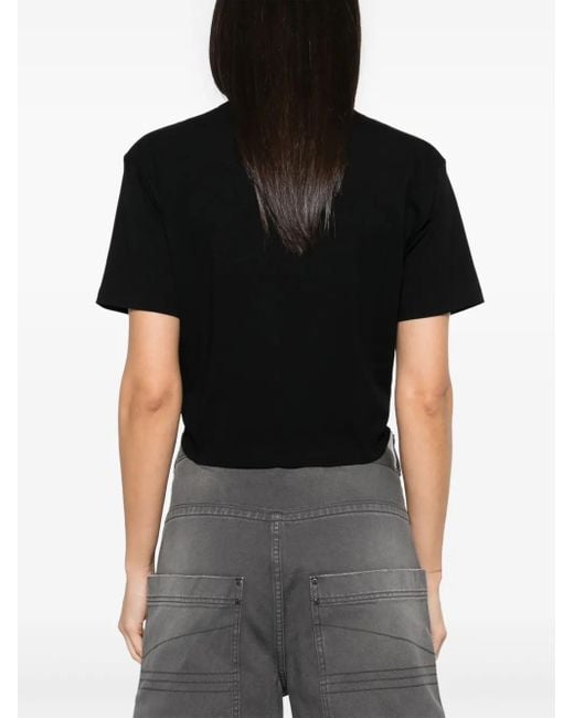 Femme T-Shirt Court En Jersey De Coton Imprimé Logo Versace en coloris Black