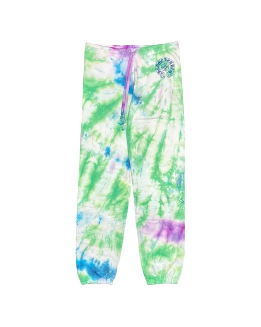 Chrome Hearts Green Logo-Print Tie-Dye Track Pants for men