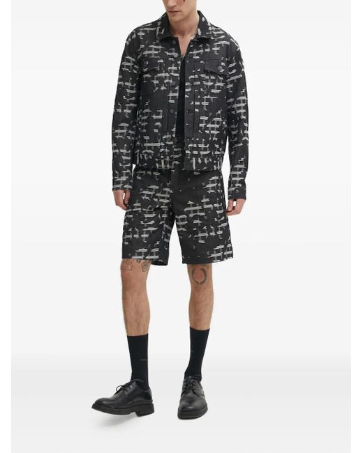 IRO Black Yanis Patterned Shirt Jacket for men