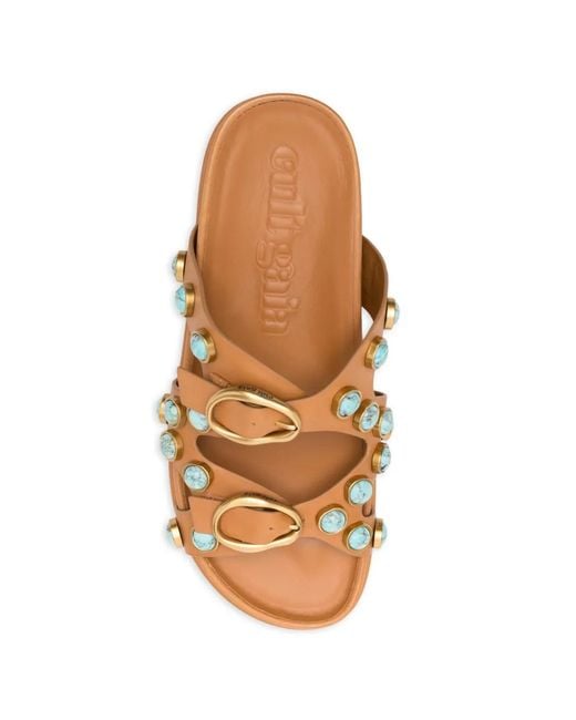 Cult Gaia Brown Blair Buckle Embellished Sandals
