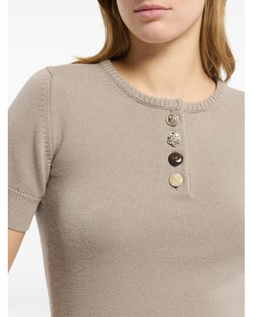 Barrie White Jewelled Buttons Top