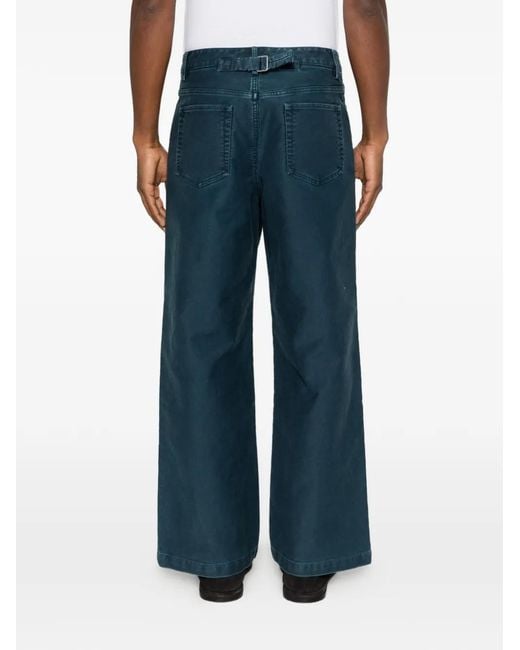 SEWMOD Blue Patch-Detail Garment-Dyed Jeans for men