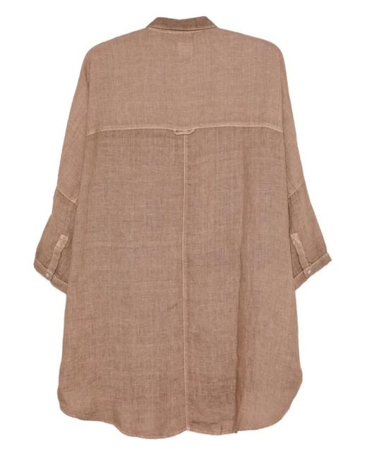 120% Lino Brown Soft-Fade Linen Shirt