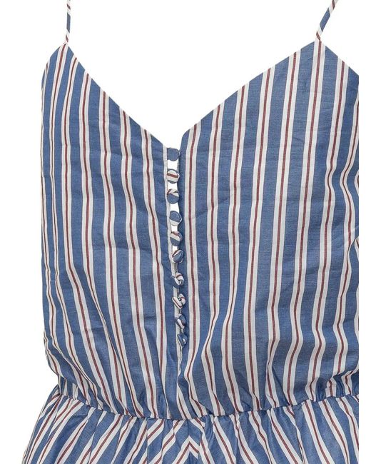 ANDAMANE Blue Celeste Striped Playsuit
