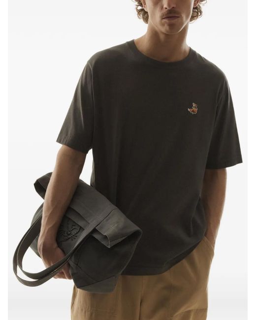Maison Kitsuné Gray Embroidered T-Shirt for men