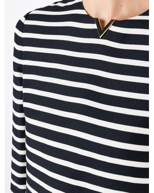 Valentino Garavani Black Logo-Plaque Stripe-Print Playsuit