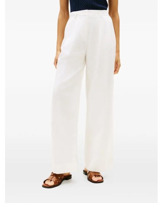 Tommy Hilfiger White Pantalon Ample À Taille Ceinturée