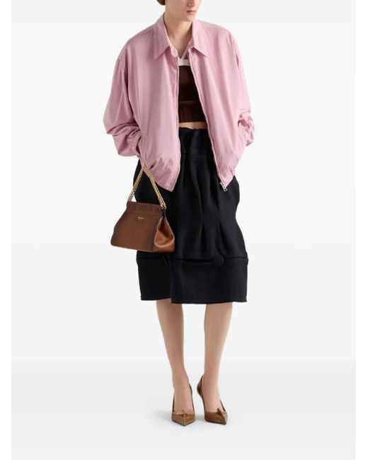 Prada Black Chevron-Pattern Wool Skirt