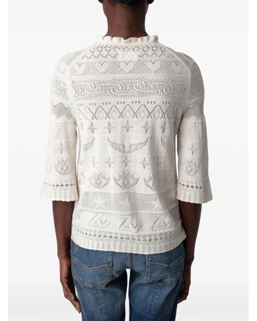 Zadig & Voltaire White Taho Openwork-Knit Top