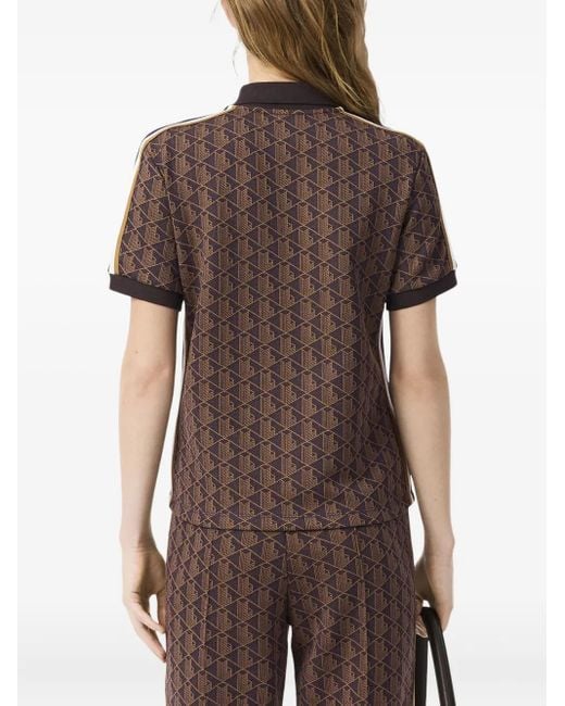 Lacoste Brown Geometric-Pattern Polo Top