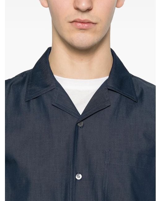 Panicale Blue Camp-Collar Ribbed Shirt for men