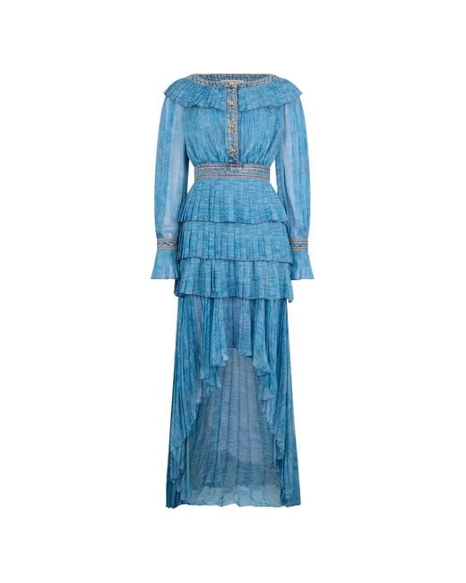 Philosophy Di Lorenzo Serafini Blue Ruffled Midi Dress