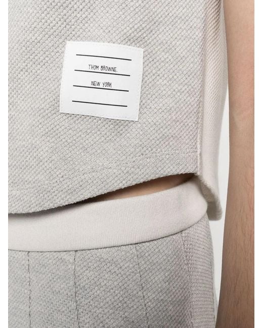 Thom Browne Gray Colourblock Sleeveless Polo Top
