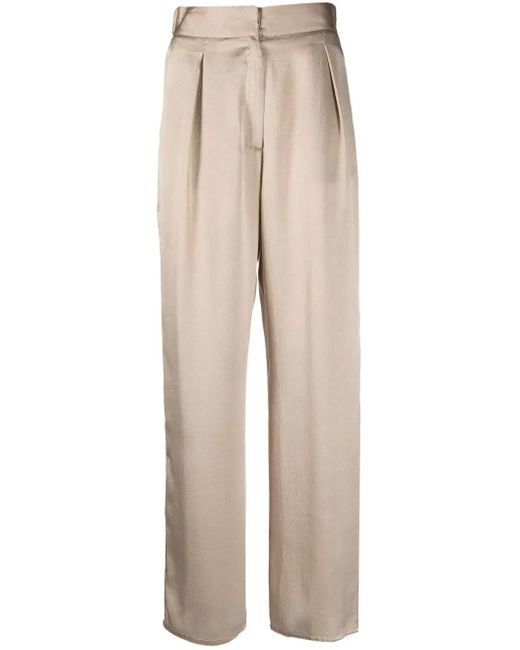 Dusan Natural Cropped Silk Palazzo Pants