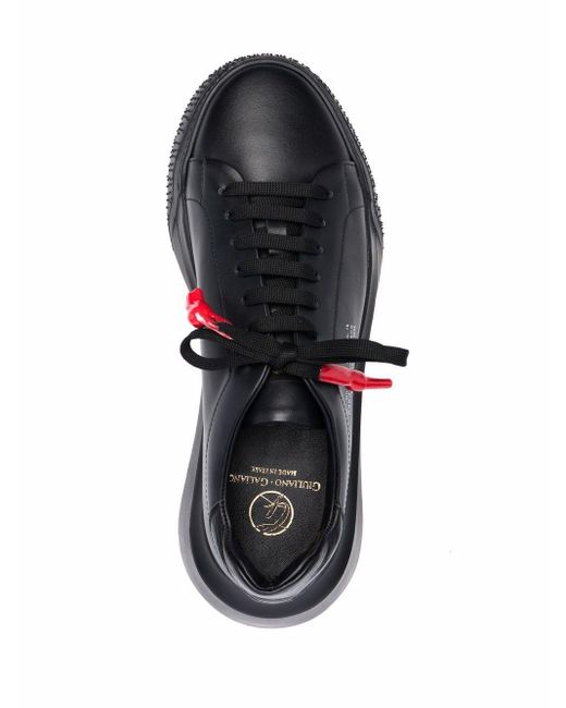 Giuliano Galiano Black Leather Lace Up Sneakers for men
