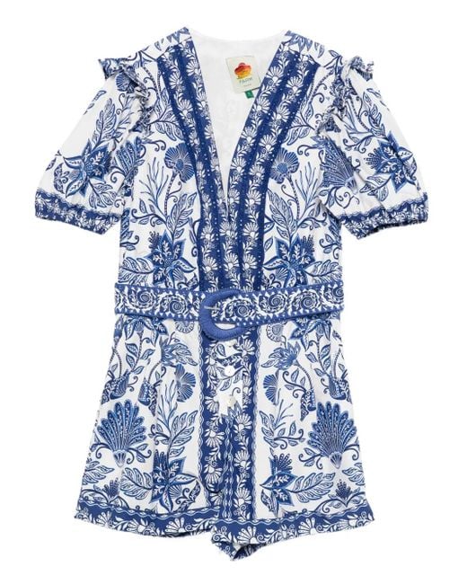Farm Rio Blue Shell Garden Playsuit